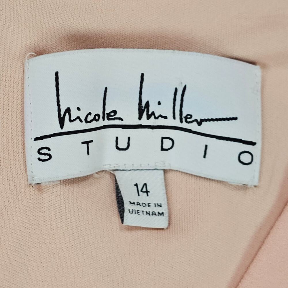 NWT Nicole Miller Studion Dress Size 14 Blush Peach Ruffled Sleeveless Lined - Picture 10 of 14